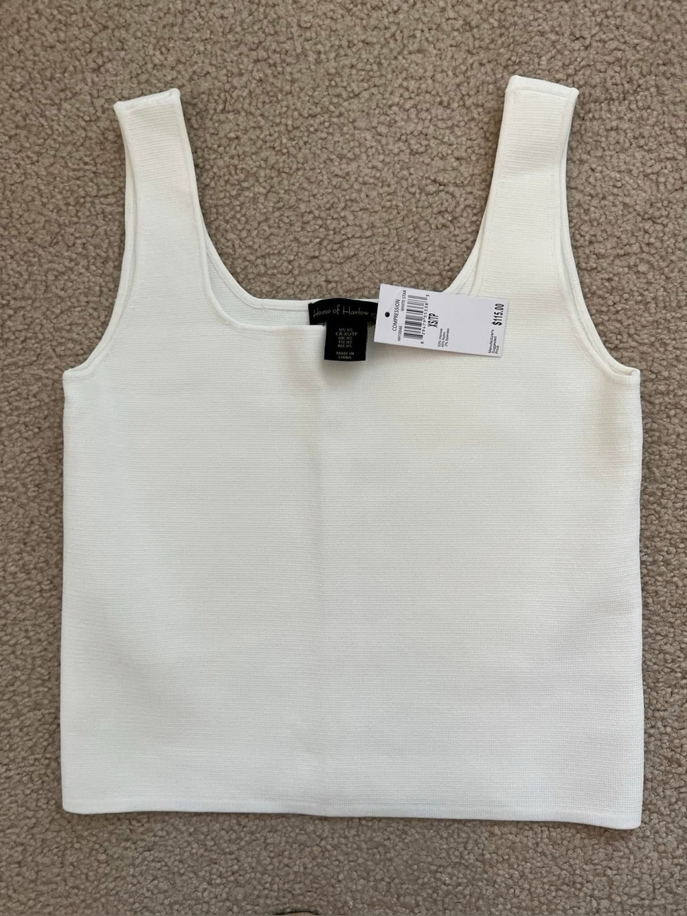 House of Harlow 1960 Compression White Square Neck Tank Top - XS